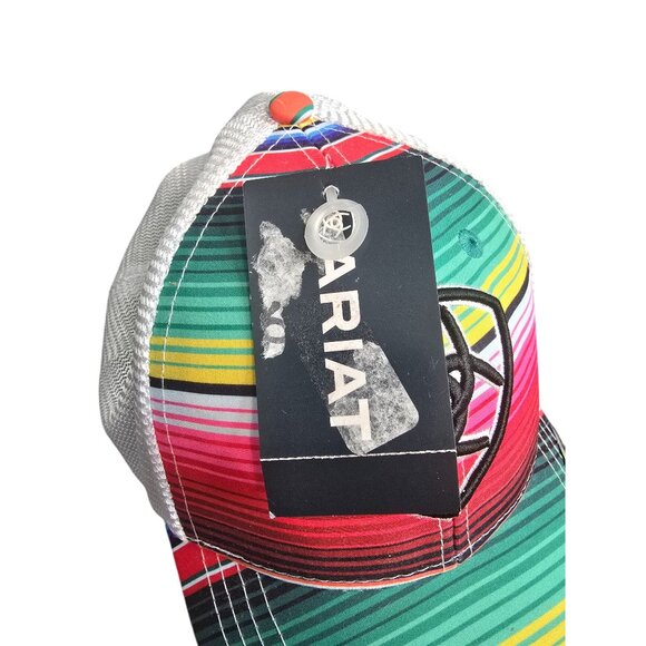 Ariat Striped Logo Snapback Hat One Size Multicolor Mesh Back - Picture 3 of 7